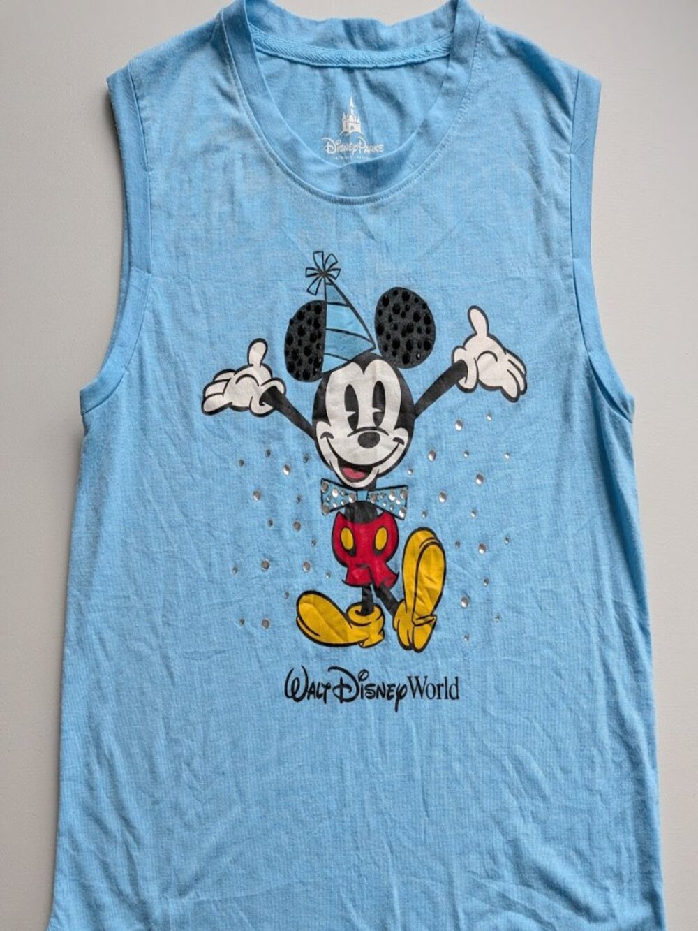 Disney Parks Light Blue Sleeveless Mickey Mouse Graphic Tank